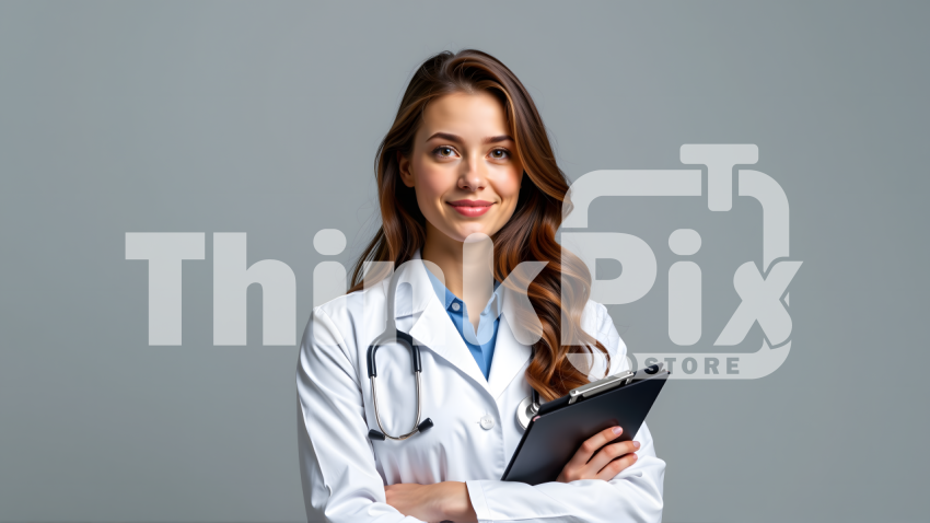 Confident Female Doctor Holding Medical File